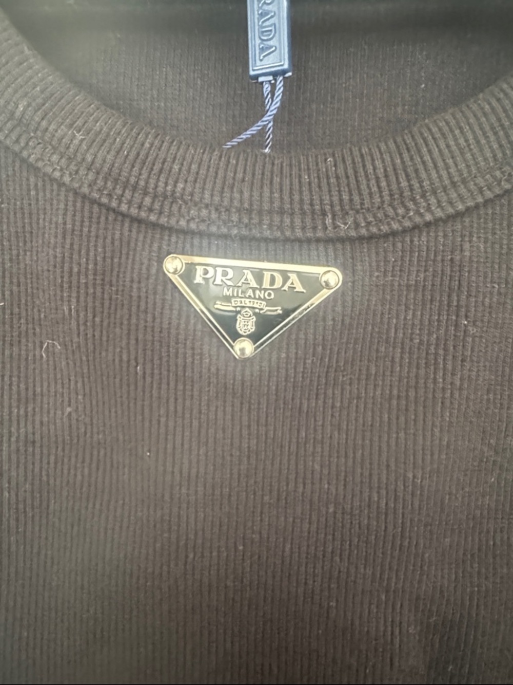 Prada Black Ribbed Logo Tank ( small) not large - Picture 6 of 6